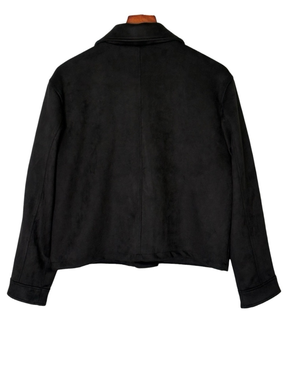 NWT Rebecca Minkoff Black Faux Suede Cropped Button Jacket • Size Large - Picture 2 of 11